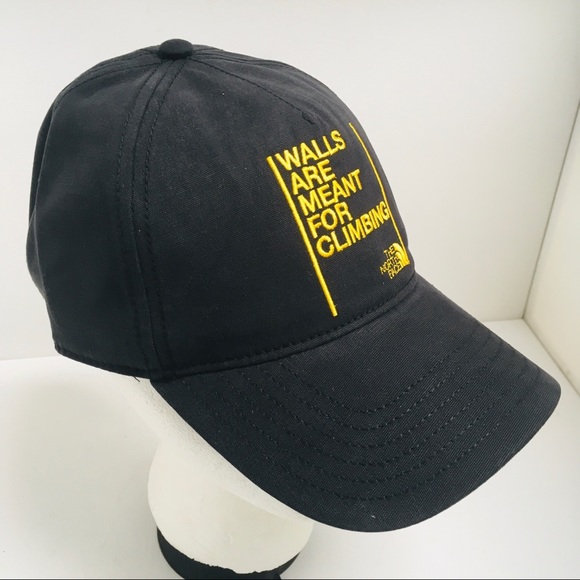 THE NORTH FACE Walls Are Meant For Climbing Baseball Hat Ball Cap Black NEW NWT - Picture 3 of 10